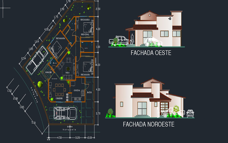 دانلود فایل اتوکد بانگالوی مدرن | Modern Bungalow Project Dwg